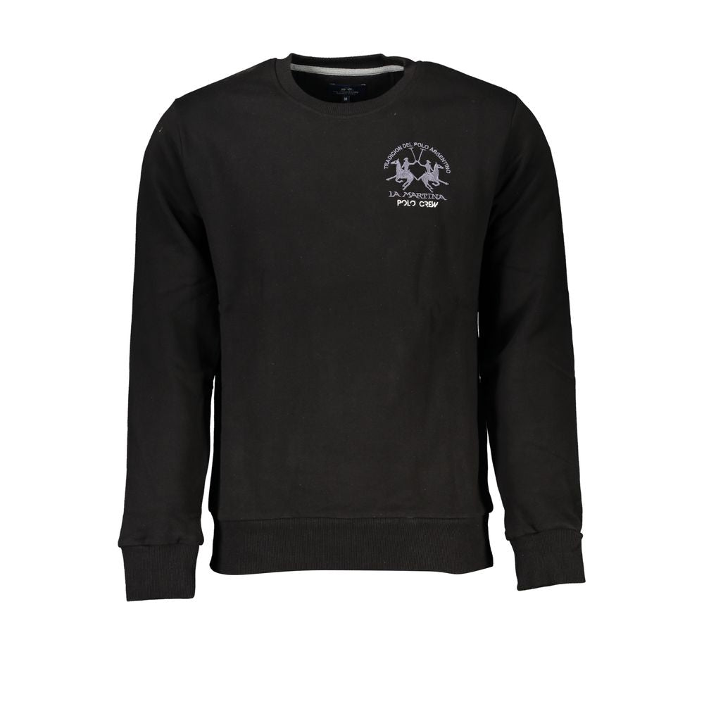 La Martina Black Cotton Men Sweater - Luxe Nova