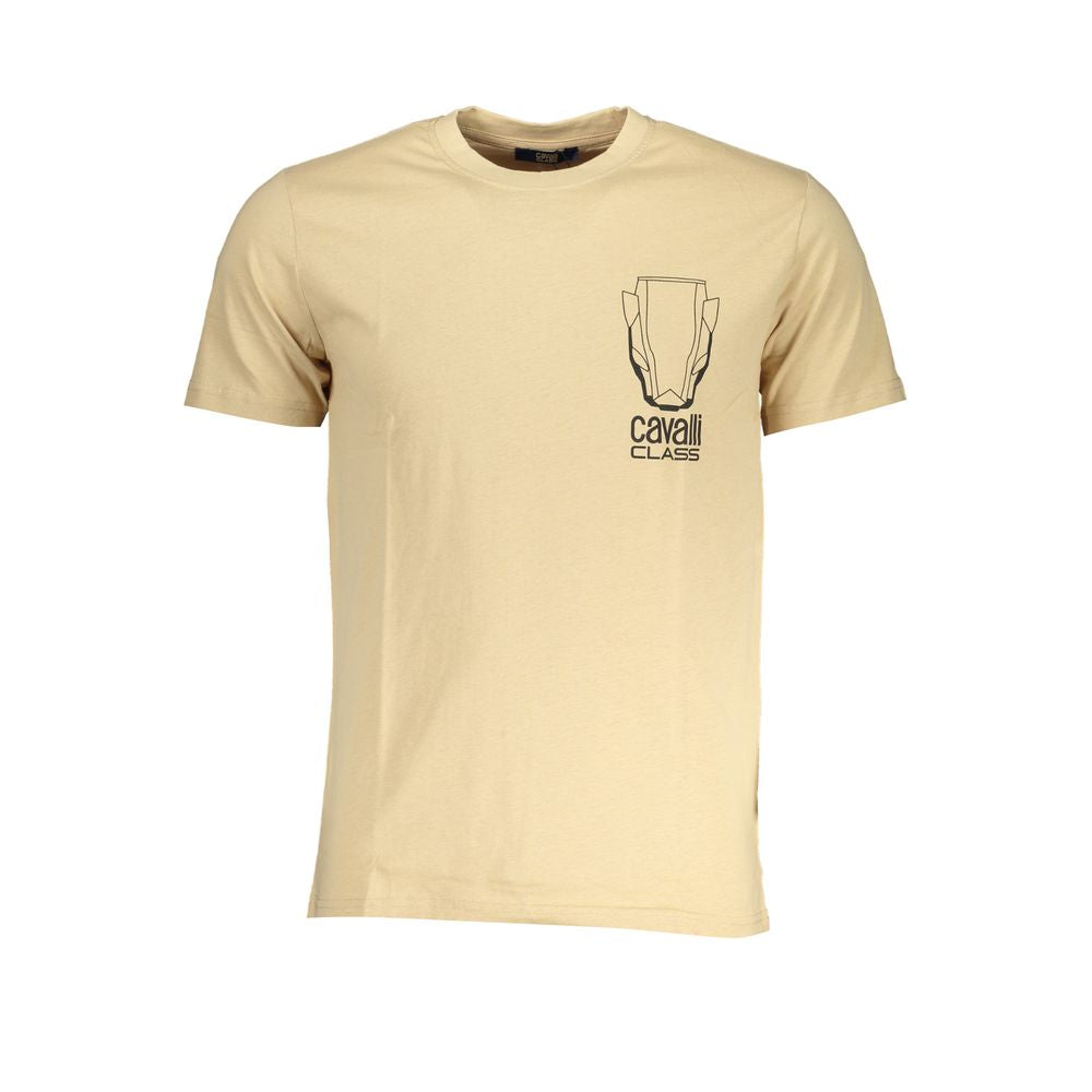 Cavalli Class Beige Cotton Men T-Shirt - Luxe Nova