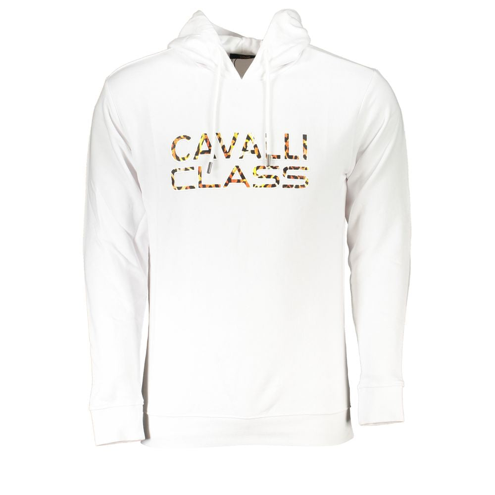 Cavalli Class Bianco Cotton Men Sweatshirt - Luxe Nova