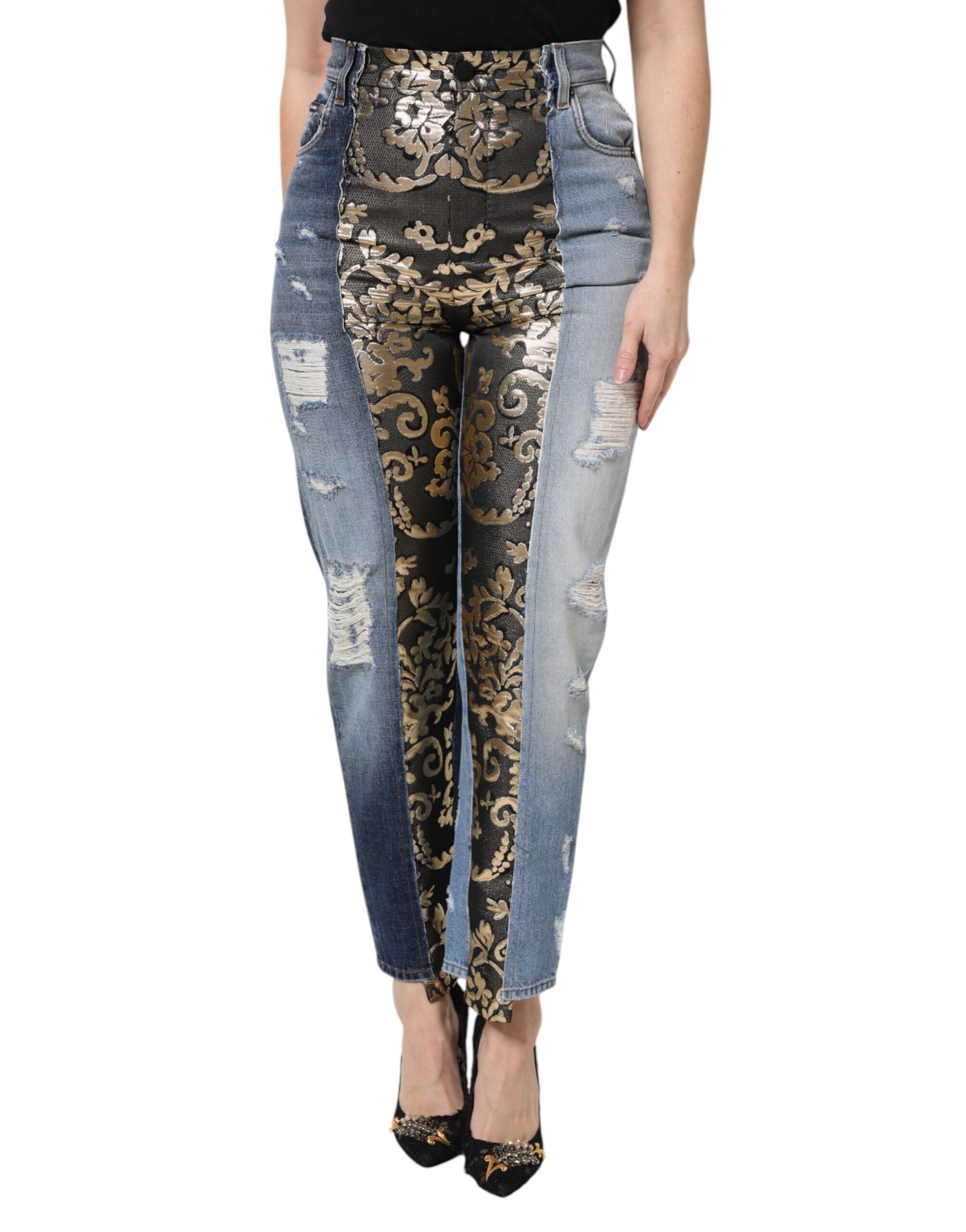 Dolce & Gabbana Multicolor Patchwork High Waist Denim Jeans - Luxe Nova