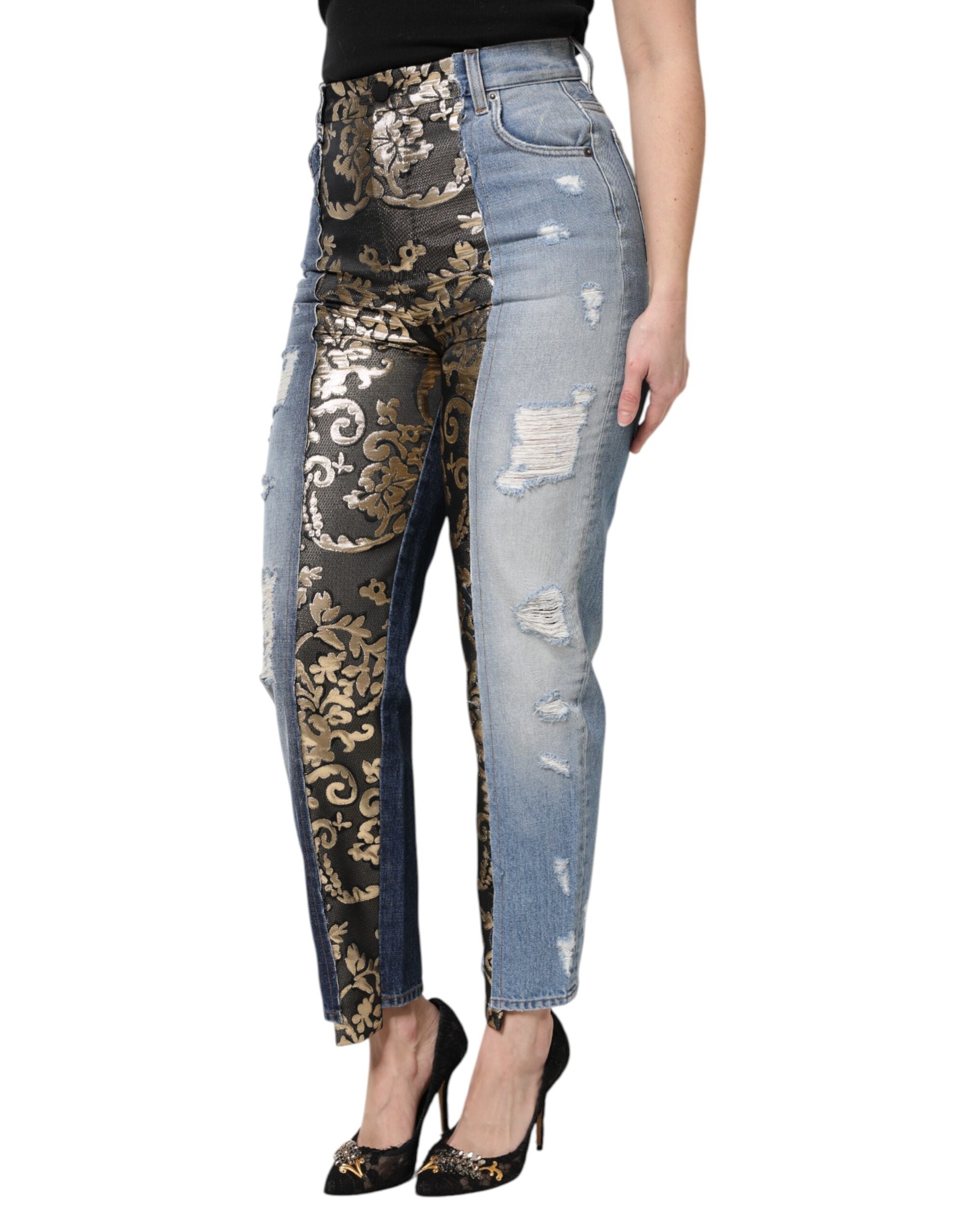 Dolce & Gabbana Multicolor Patchwork High Waist Denim Jeans - Luxe Nova