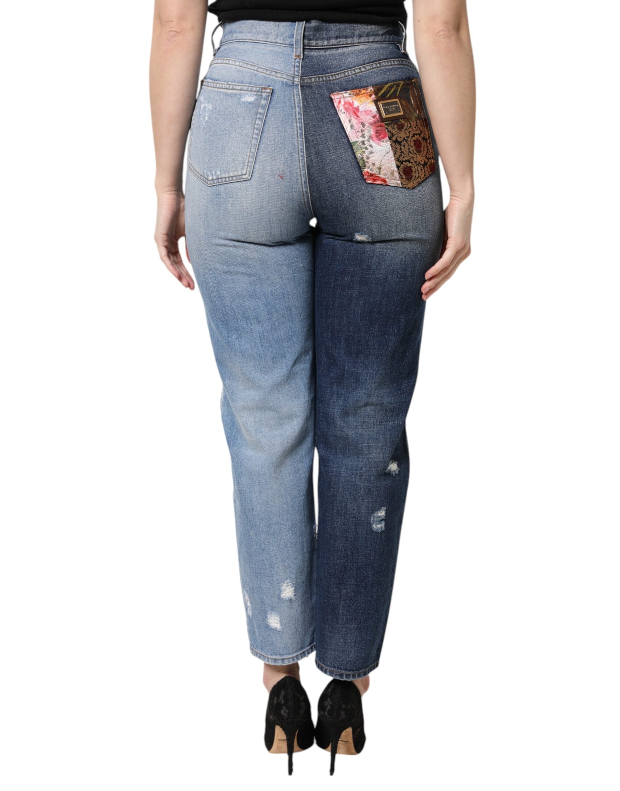 Dolce & Gabbana Multicolor Patchwork High Waist Denim Jeans - Luxe Nova