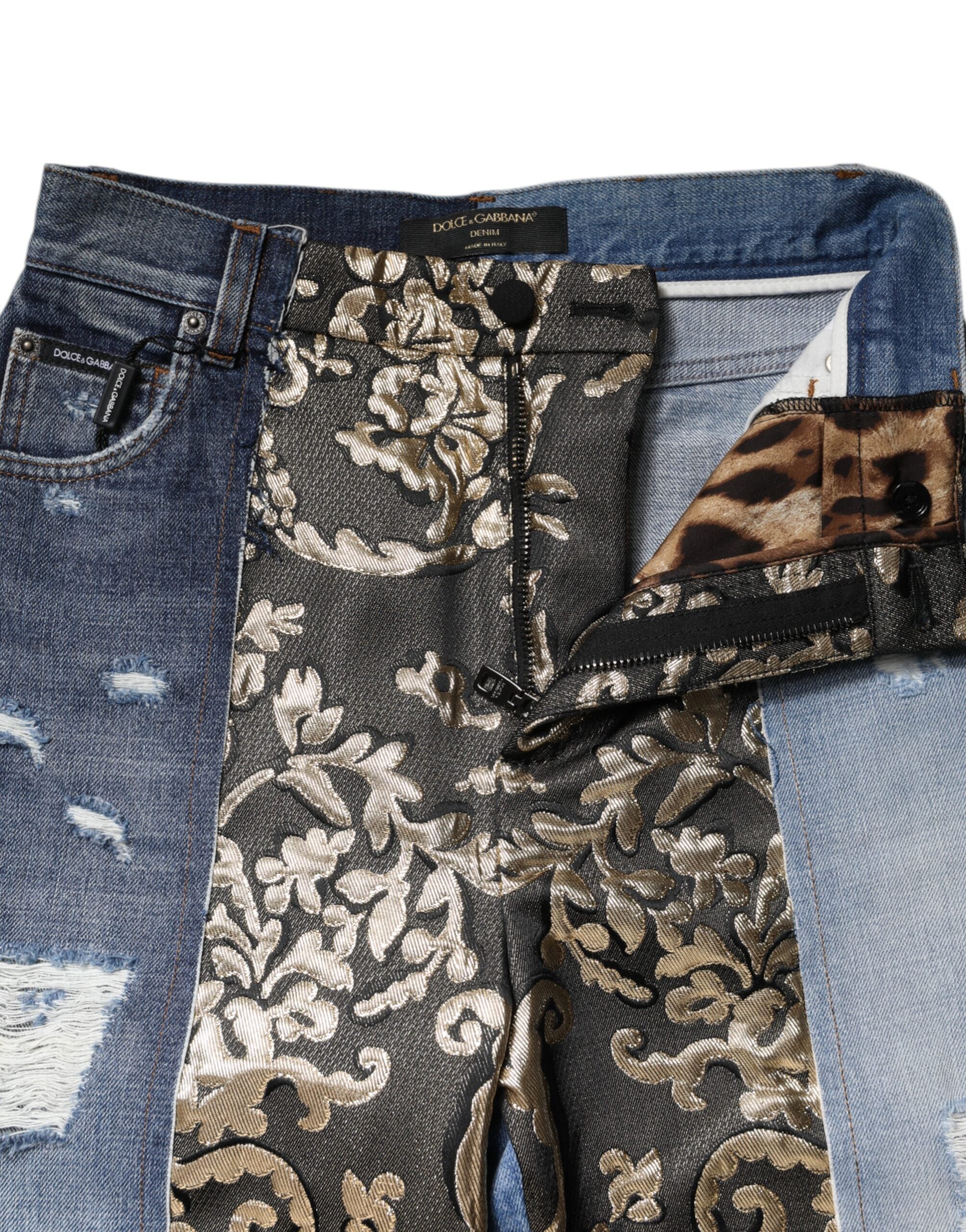 Dolce & Gabbana Multicolor Patchwork High Waist Denim Jeans - Luxe Nova