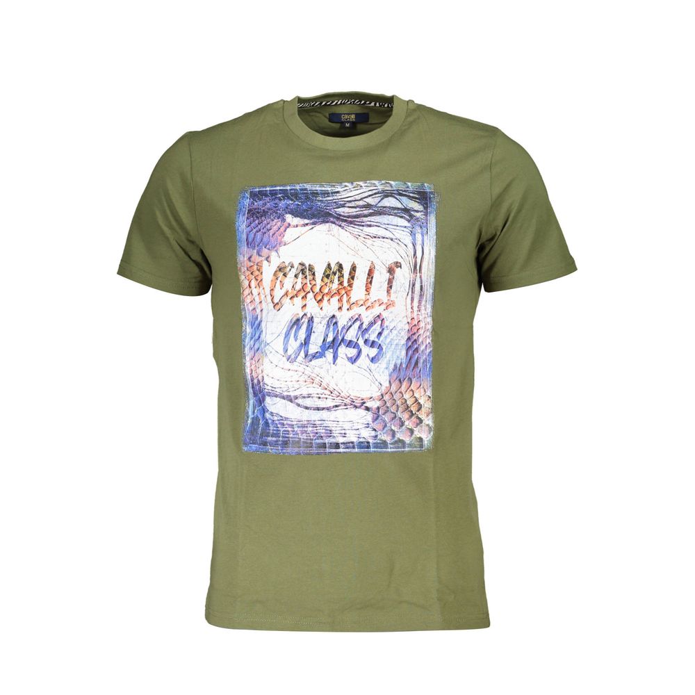 Cavalli Class Verde Cotton Men T-Shirt - Luxe Nova