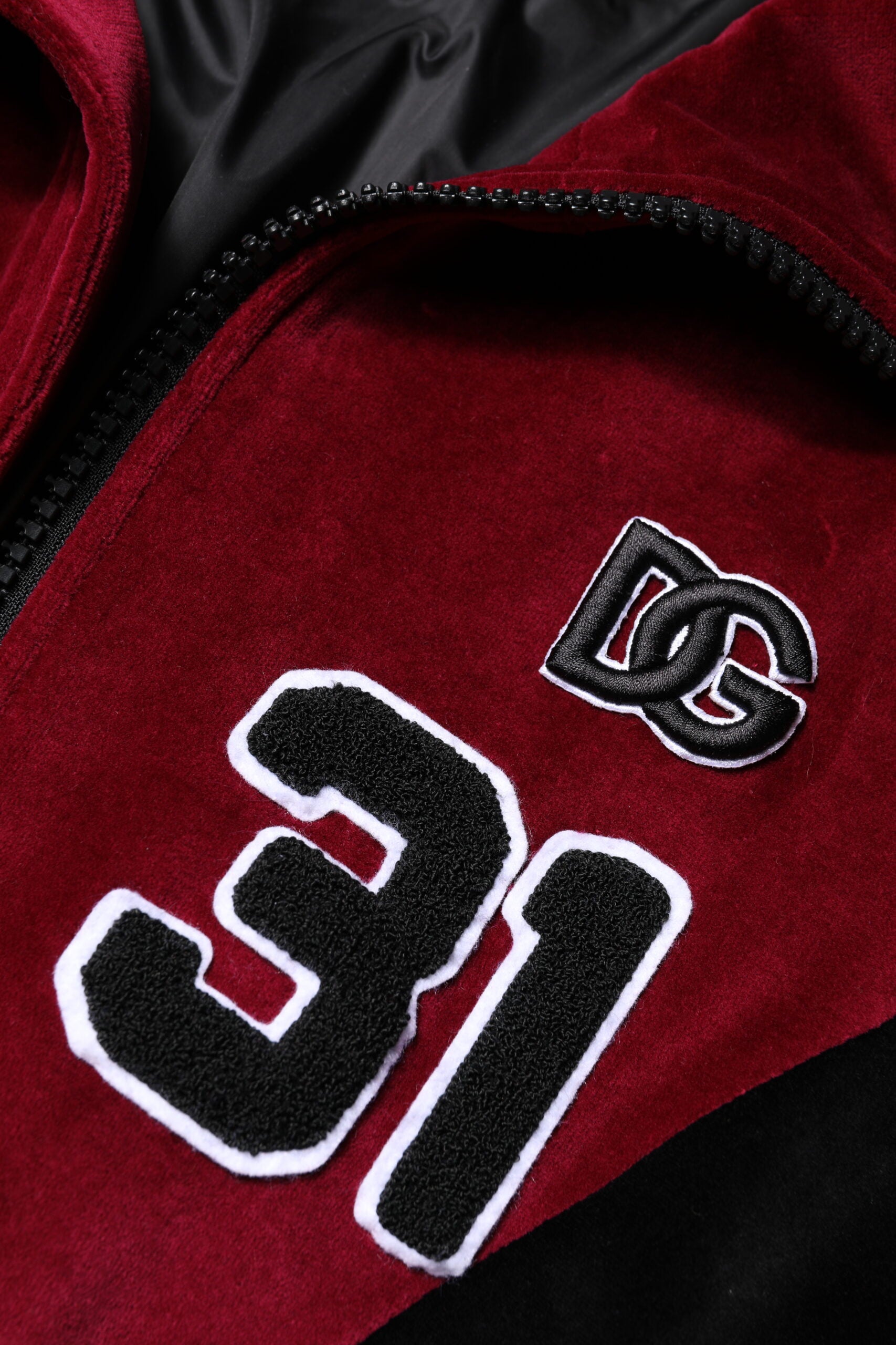 Dolce & Gabbana Red Black Cotton Logo FullZip Bomber Jacket - Luxe Nova