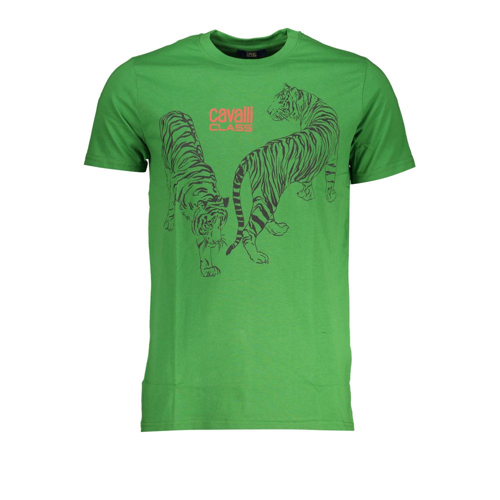 Cavalli Class Verde Cotton Men T-Shirt - Luxe Nova