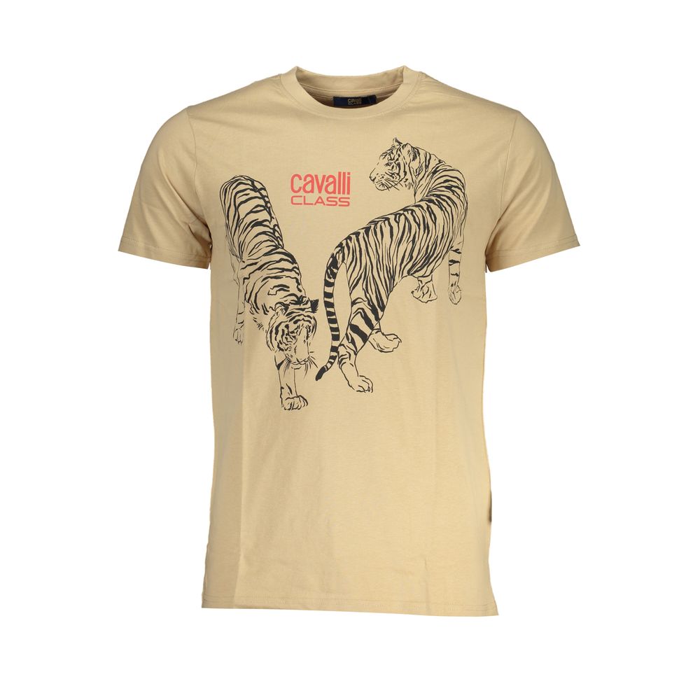 Cavalli Class Beige Cotton Men T-Shirt - Luxe Nova