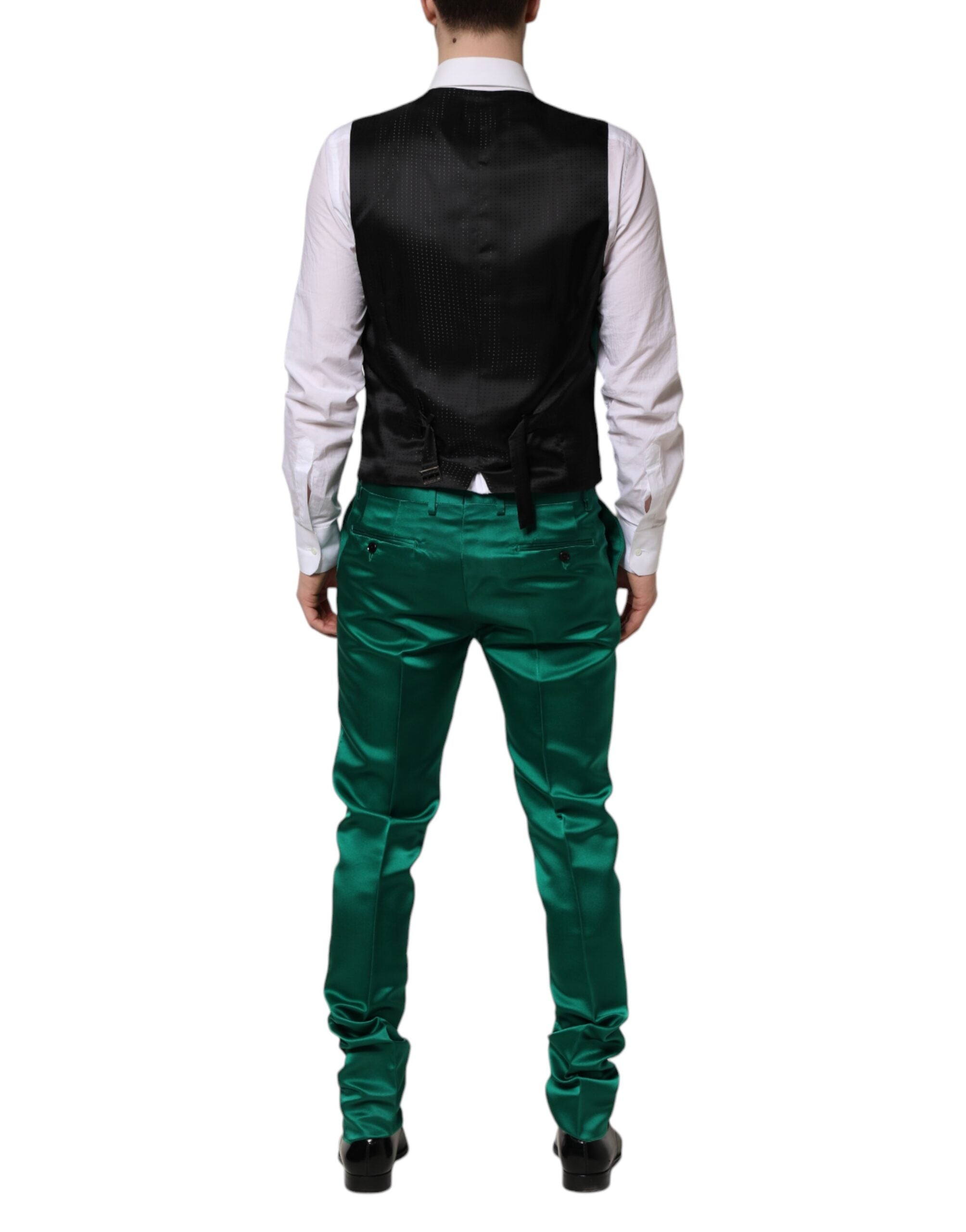 Dolce & Gabbana Green Silk 3 Piece Single Breasted Suit