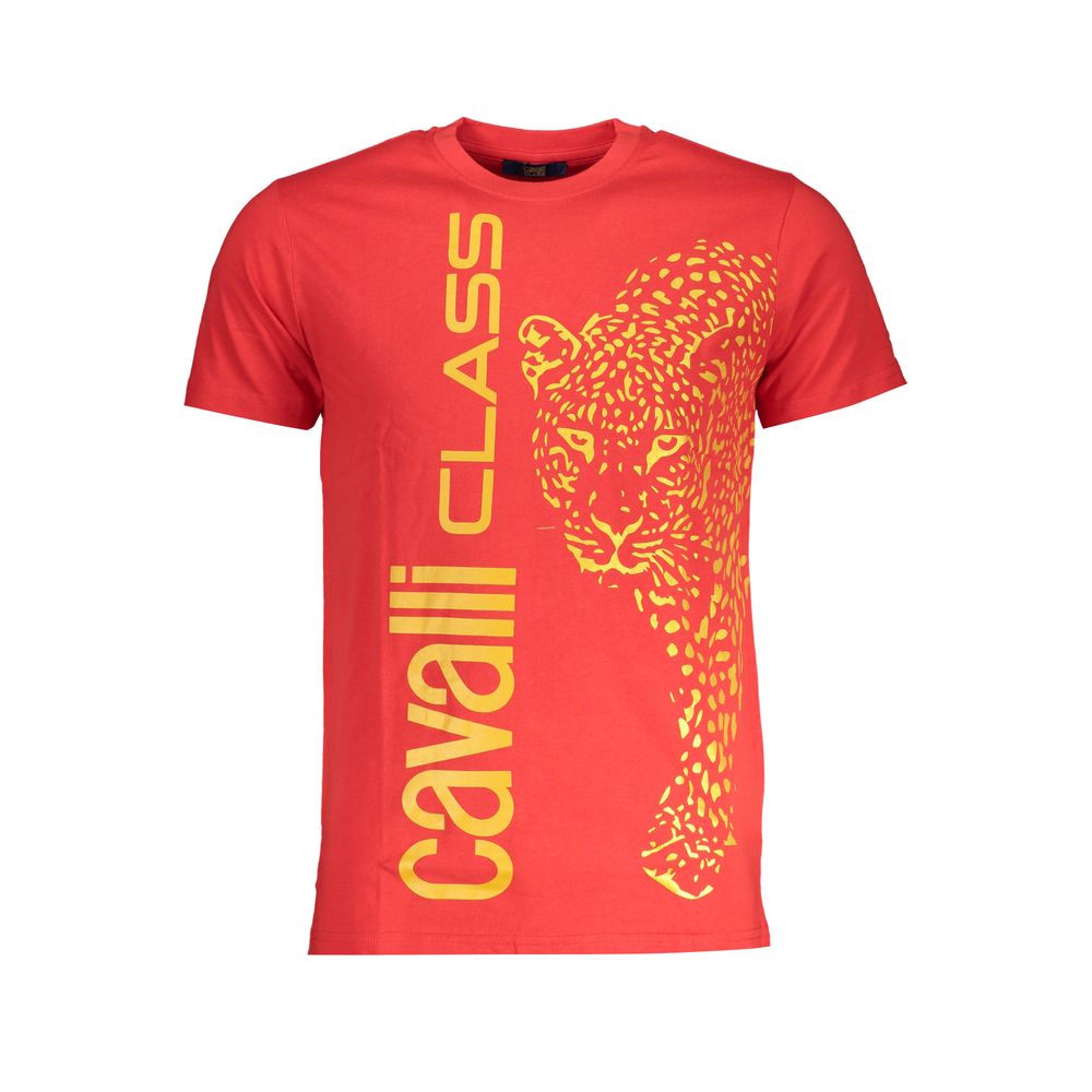 Cavalli Class Rosso Cotton Men T-Shirt - Luxe Nova