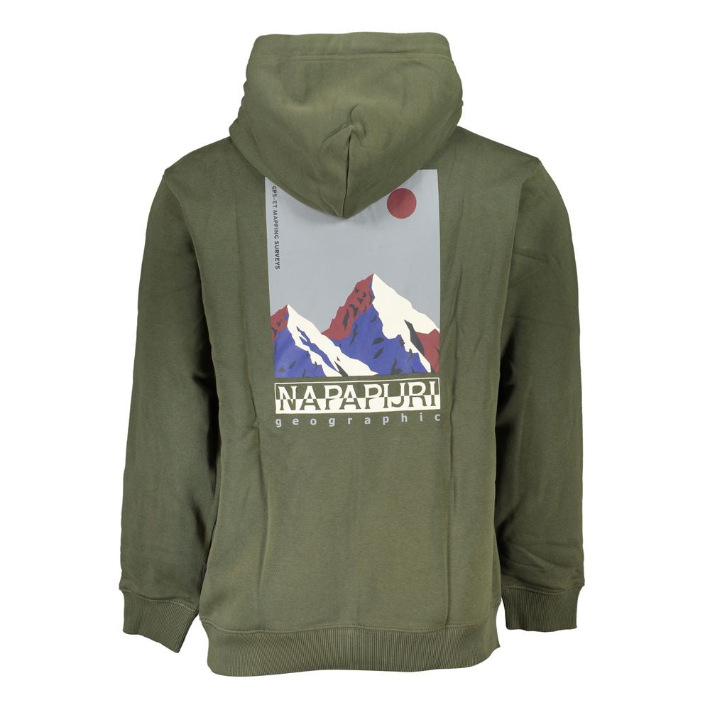 Napapijri Verde Cotton Men Sweatshirt with Hood - Luxe Nova