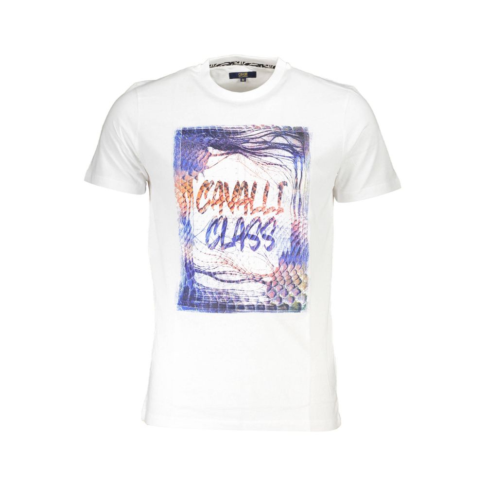 Cavalli Class Bianco Cotton Men T-Shirt - Luxe Nova