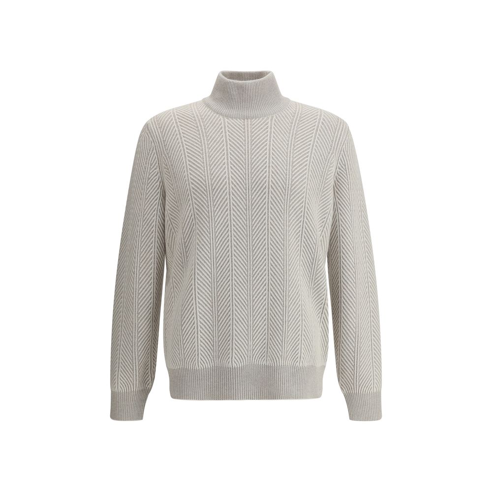 Brunello Cucinelli White Cashmere Sweater - Luxe Nova