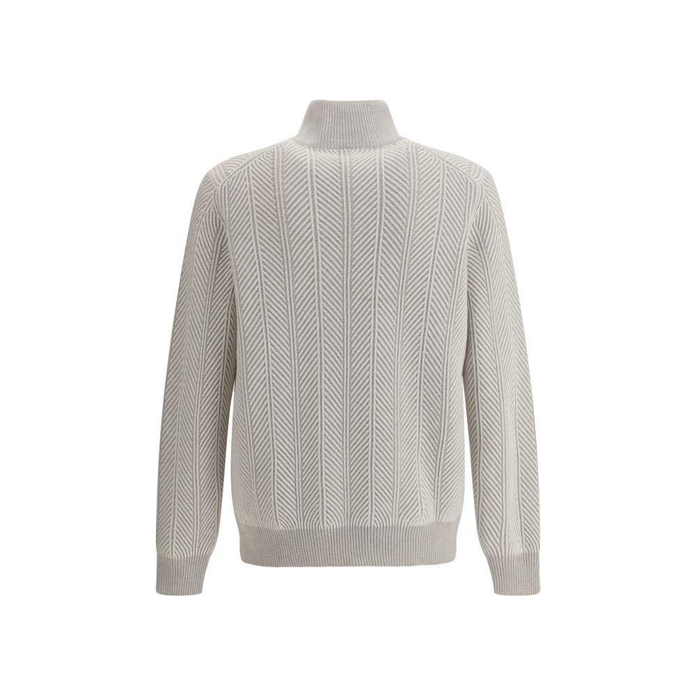 Brunello Cucinelli White Cashmere Sweater - Luxe Nova