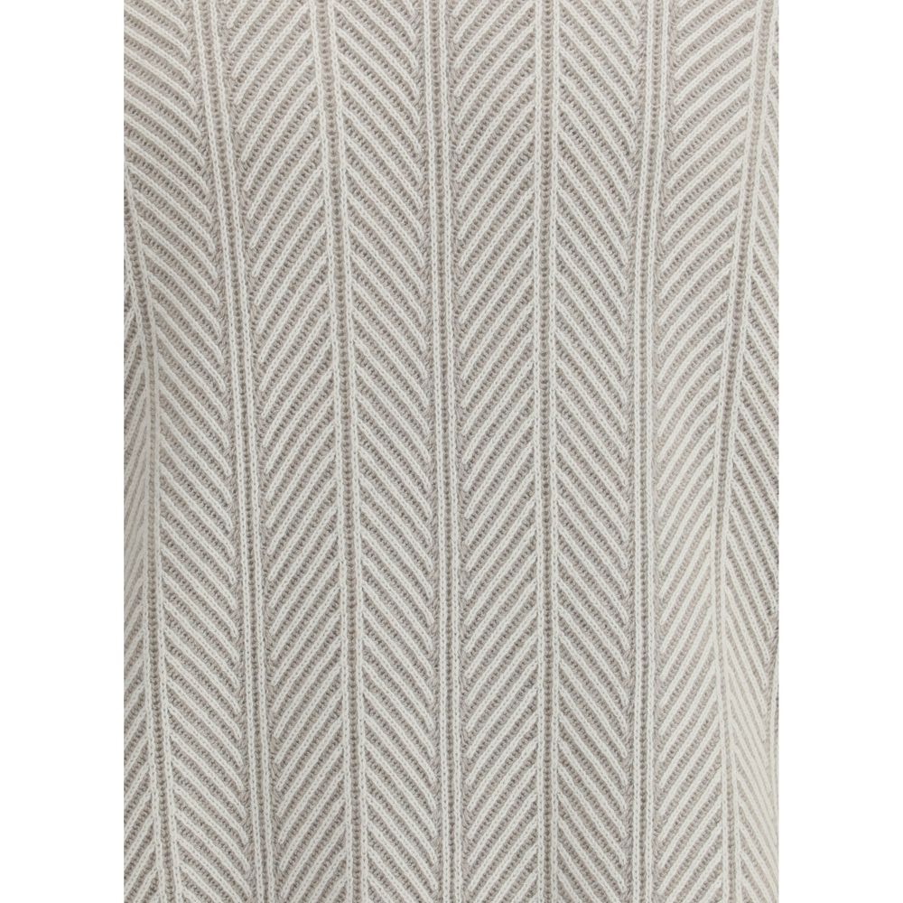 Brunello Cucinelli White Cashmere Sweater - Luxe Nova