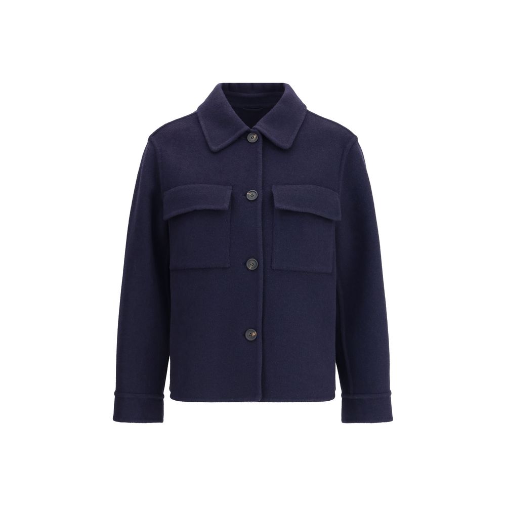 Brunello Cucinelli Blue Fleece Wool Coat - Luxe Nova