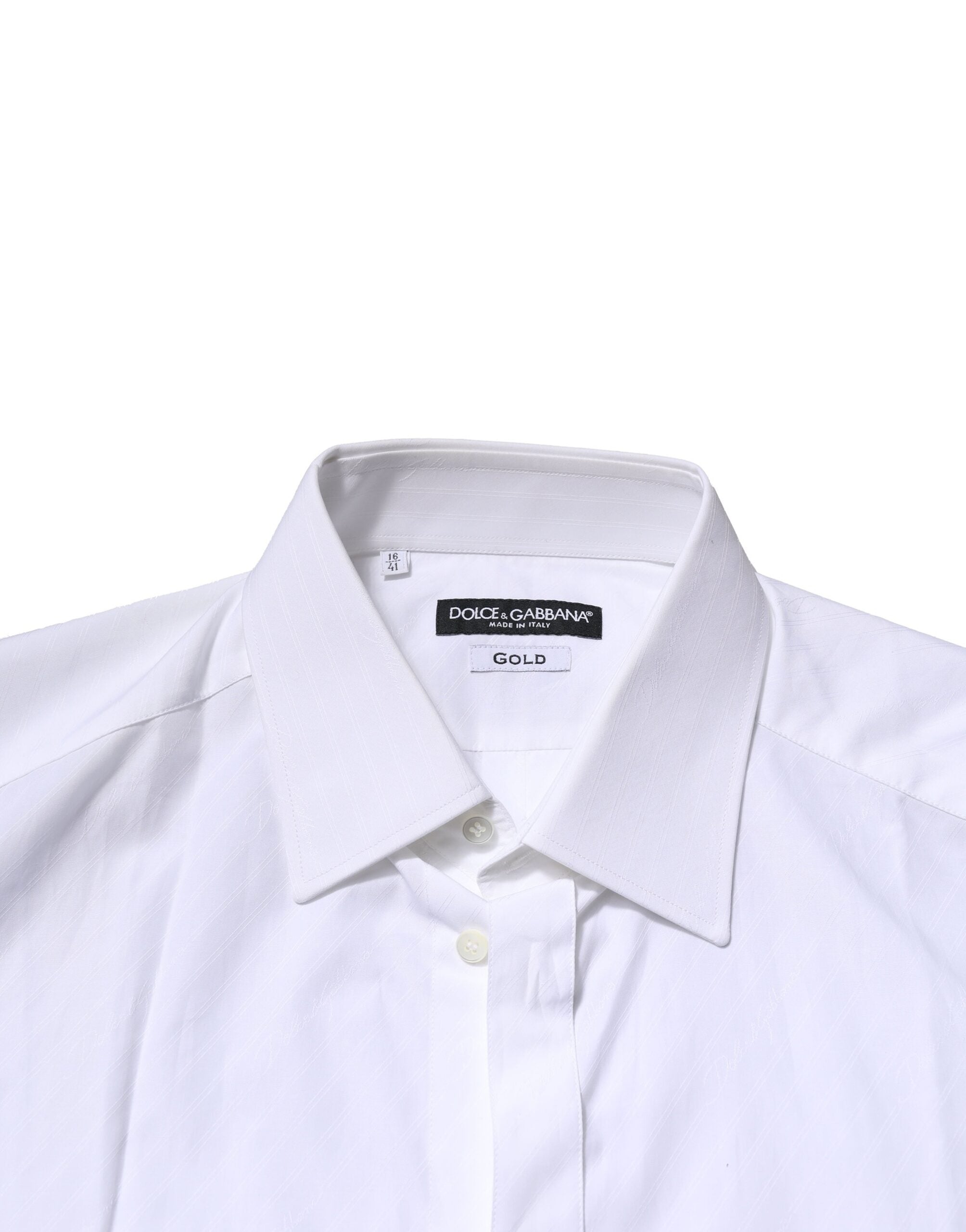 Dolce & Gabbana White GOLD Long Sleeves Men Dress Formal Shirt