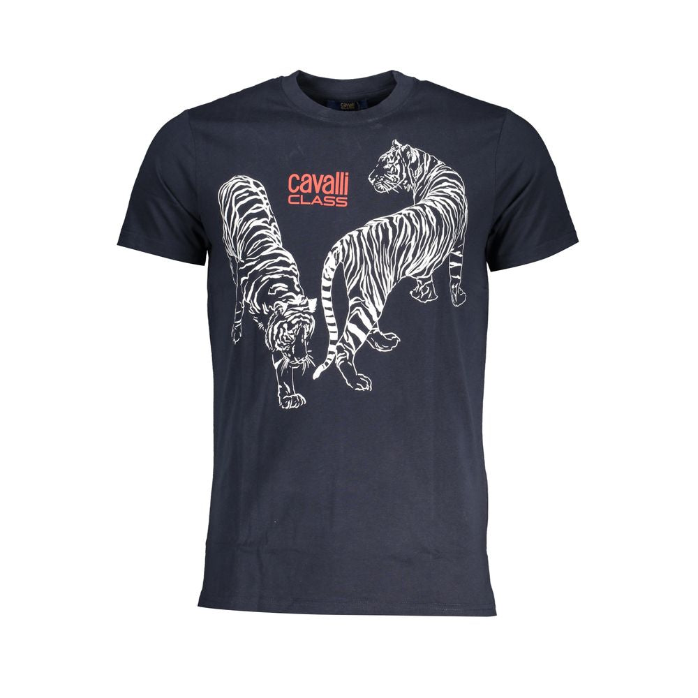 Cavalli Class Blu Cotton Mens T-Shirt - Luxe Nova