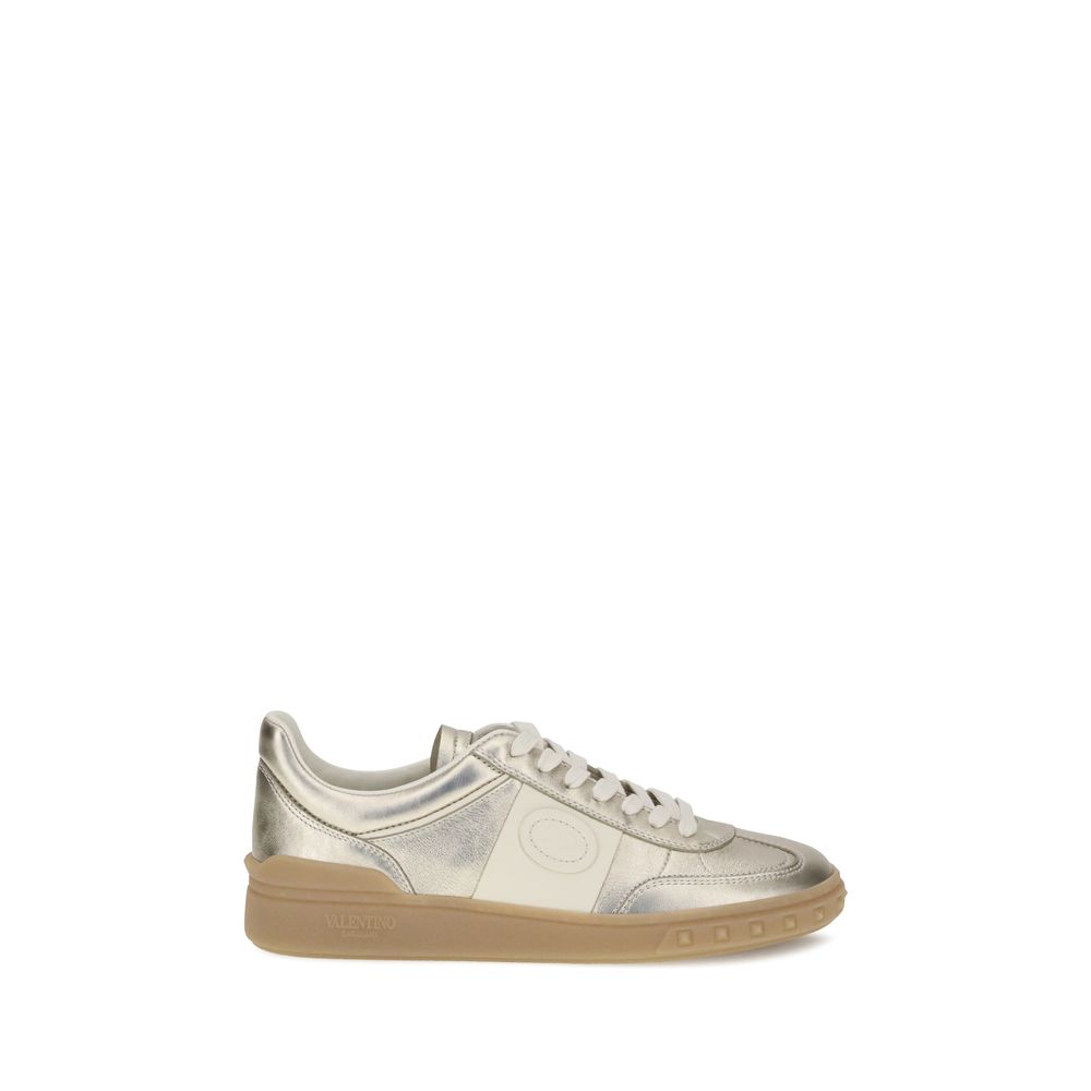 Valentino Garavani Gold Calf Leather Bos Taurus Low Top Sneakers - Luxe Nova