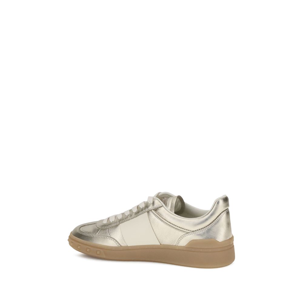 Valentino Garavani Gold Calf Leather Bos Taurus Low Top Sneakers - Luxe Nova