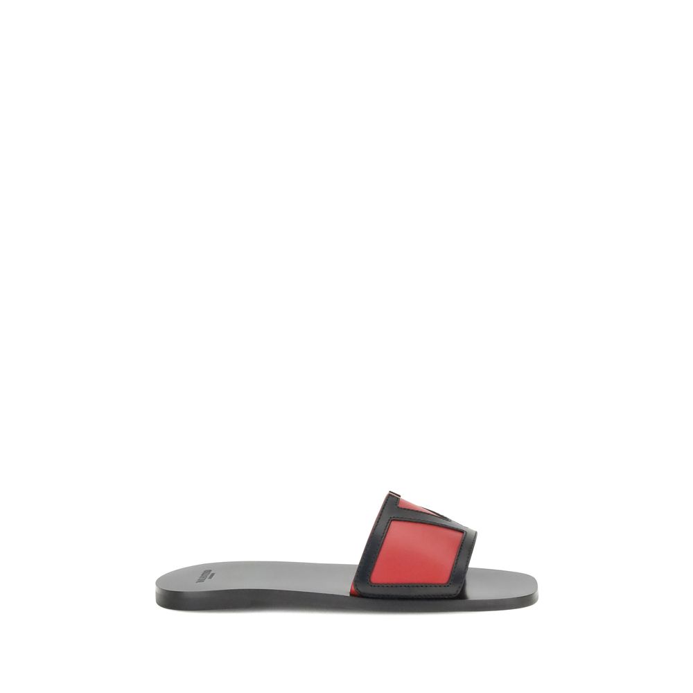 Valentino Garavani Multicolor Calf Leather Bos Taurus Flat Sandals - Luxe Nova