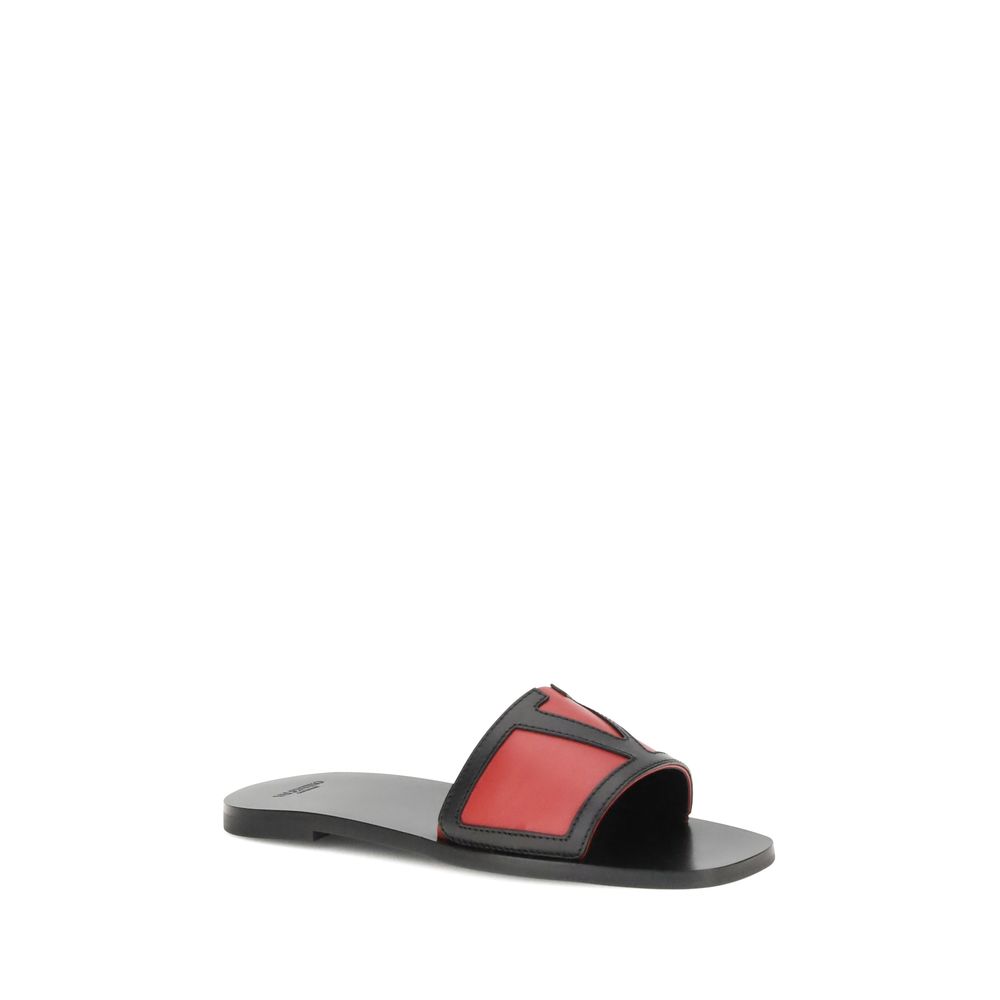 Valentino Garavani Multicolor Calf Leather Bos Taurus Flat Sandals - Luxe Nova