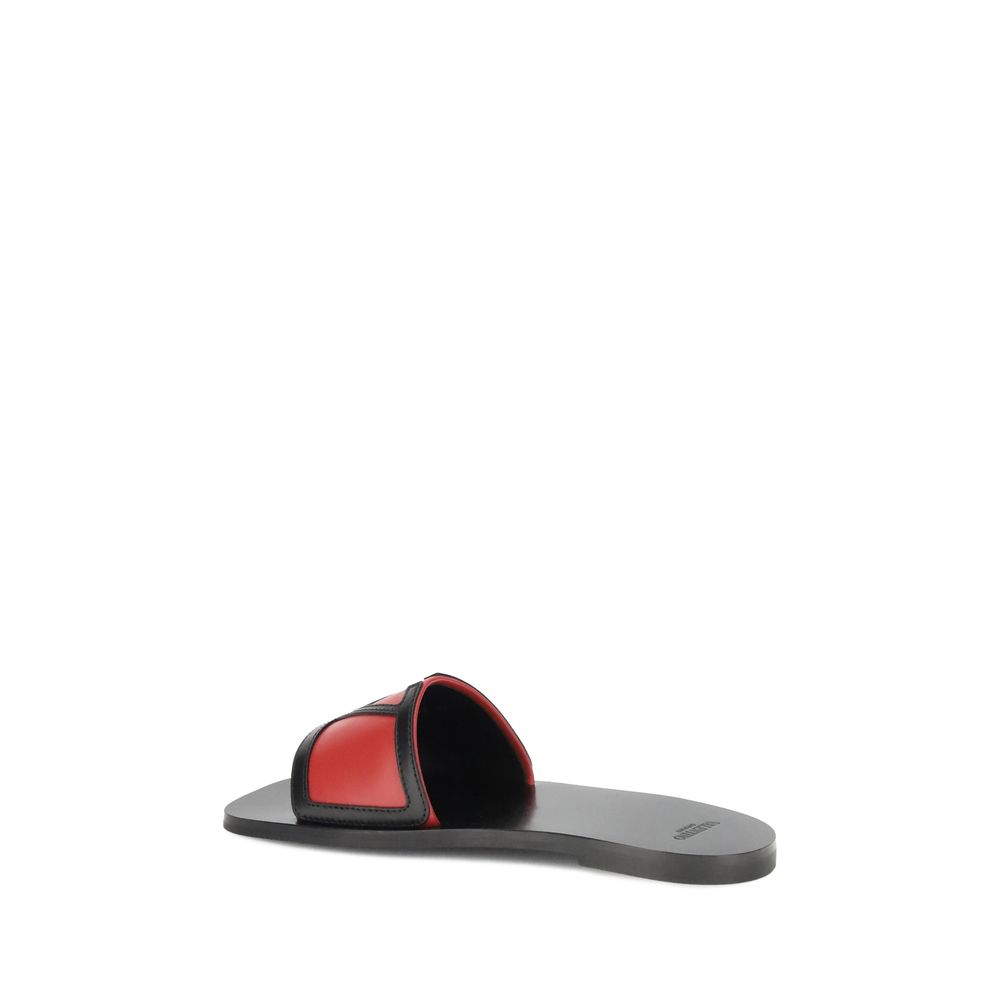 Valentino Garavani Multicolor Calf Leather Bos Taurus Flat Sandals - Luxe Nova