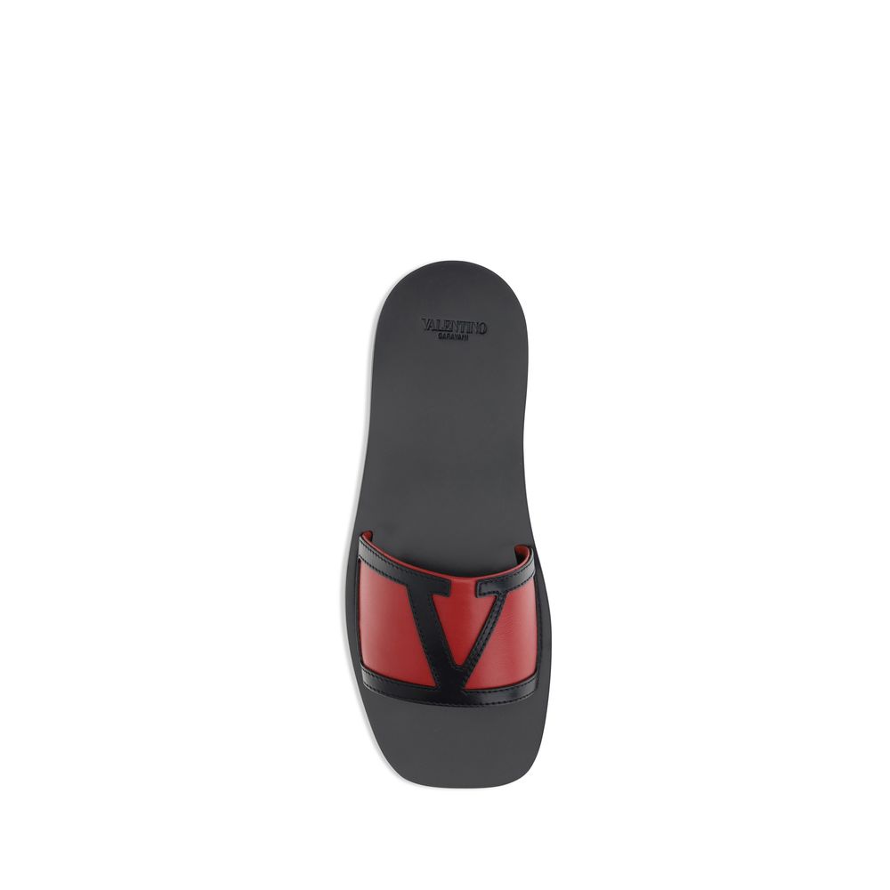 Valentino Garavani Multicolor Calf Leather Bos Taurus Flat Sandals - Luxe Nova
