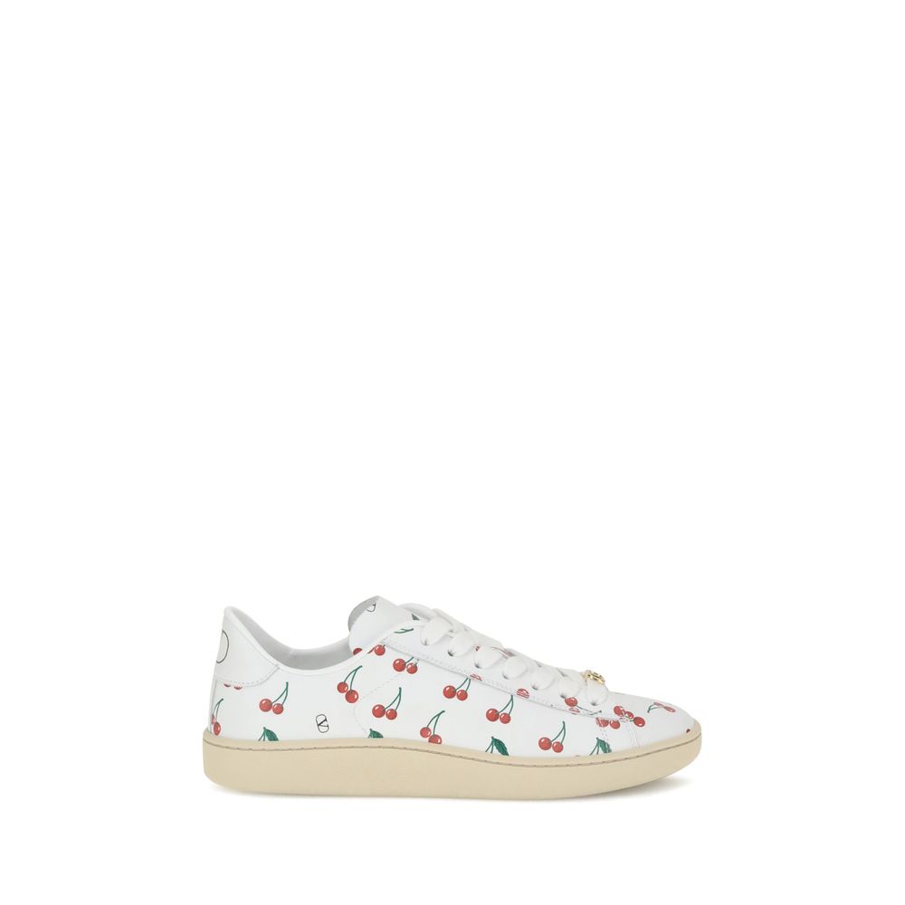 Valentino Garavani White Calf Leather Bos Taurus Low Top Sneakers - Luxe Nova