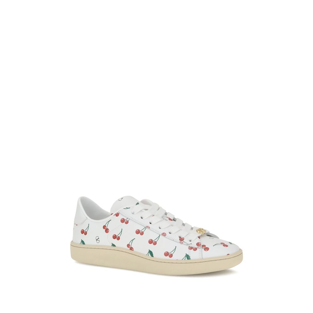 Valentino Garavani White Calf Leather Bos Taurus Low Top Sneakers - Luxe Nova
