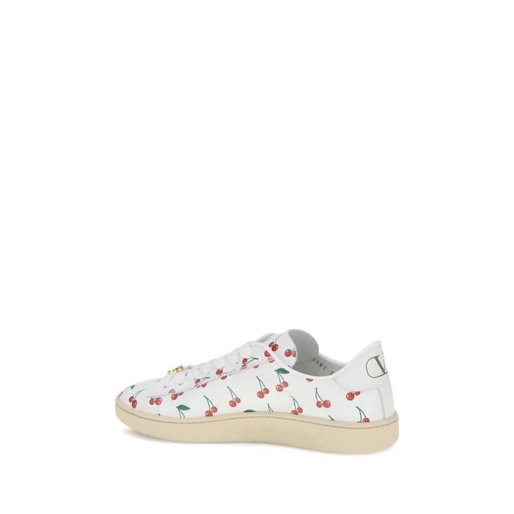 Valentino Garavani White Calf Leather Bos Taurus Low Top Sneakers - Luxe Nova