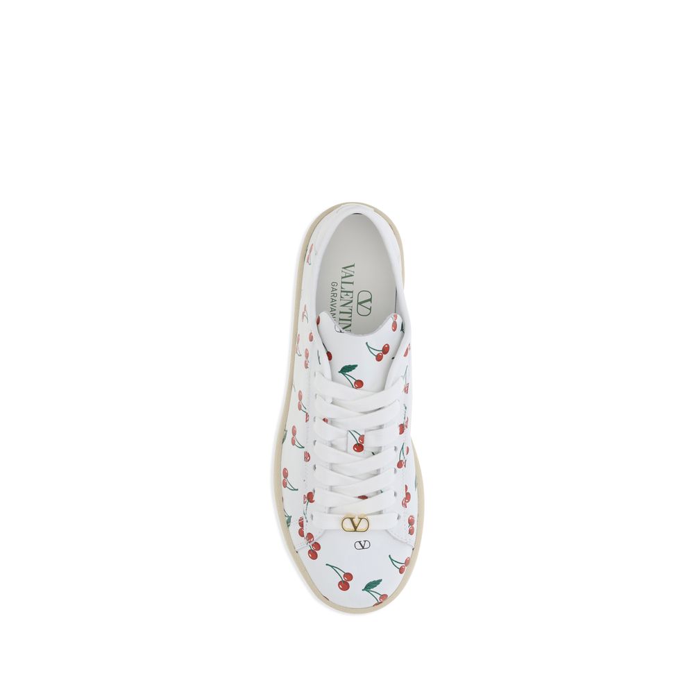 Valentino Garavani White Calf Leather Bos Taurus Low Top Sneakers - Luxe Nova