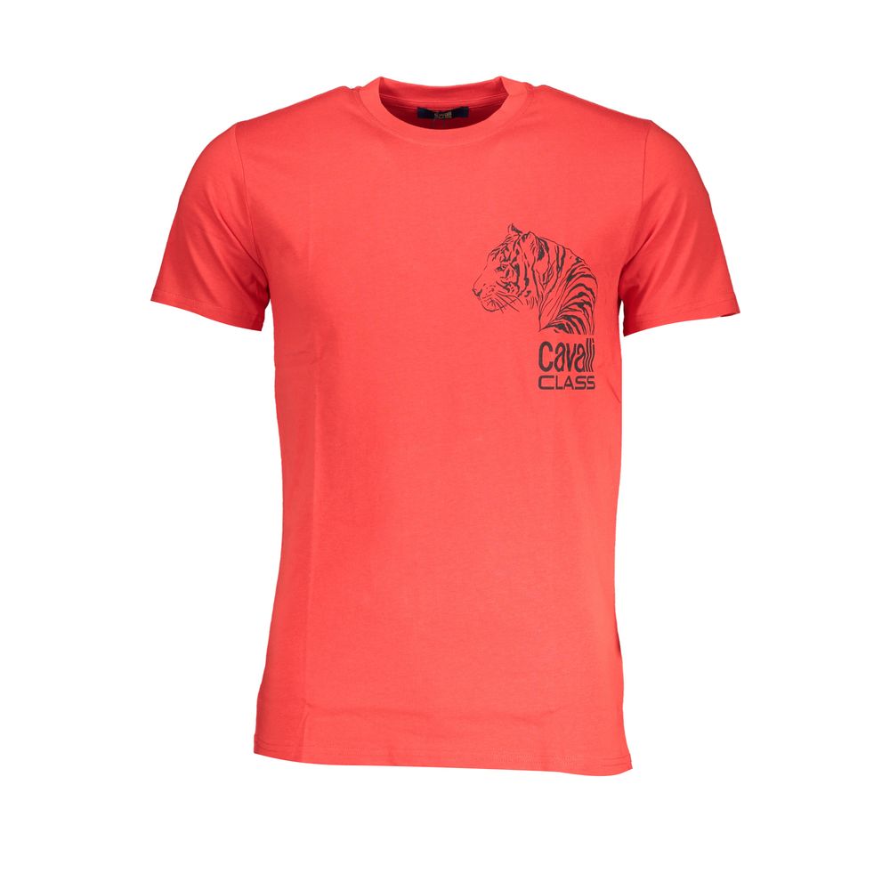 Cavalli Class Rosso Cotton Men T-Shirt - Luxe Nova