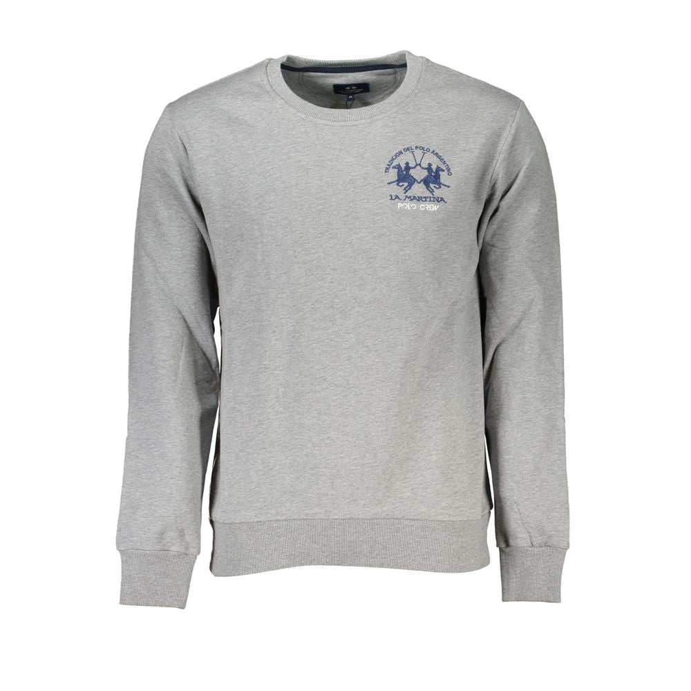 La Martina Grigio Cotton Men Sweatshirt - Luxe Nova