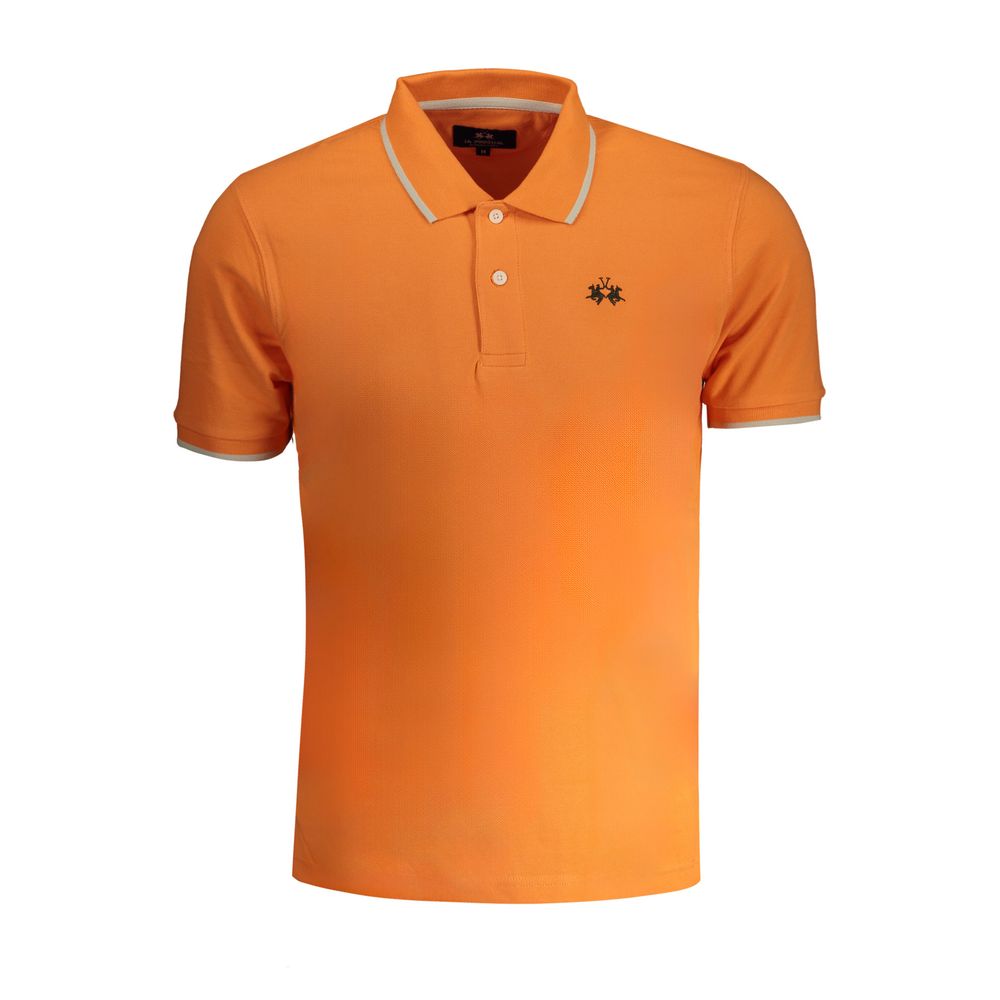 La Martina Arancione Cotton Men Polo Shirt - Luxe Nova