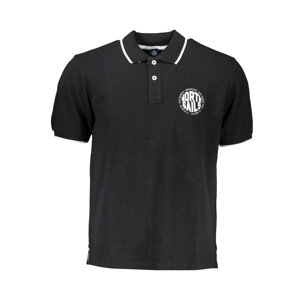 North Sails Black Cotton Men Polo Shirt - Luxe Nova