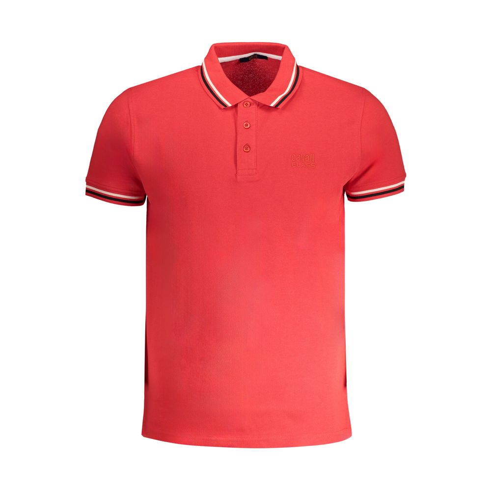 Cavalli Class Red Cotton Men Polo Shirt - Luxe Nova