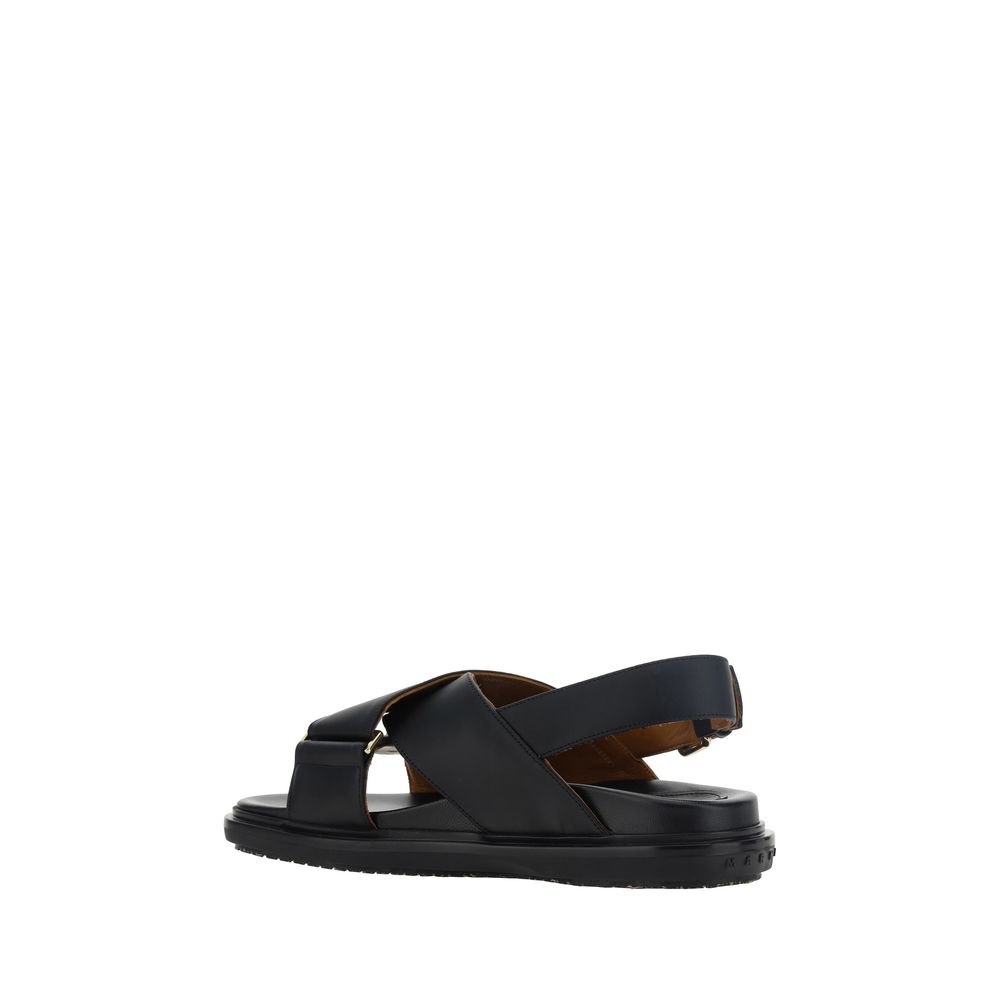 Marni Black Calf Leather Bos Taurus Sandals - Luxe Nova