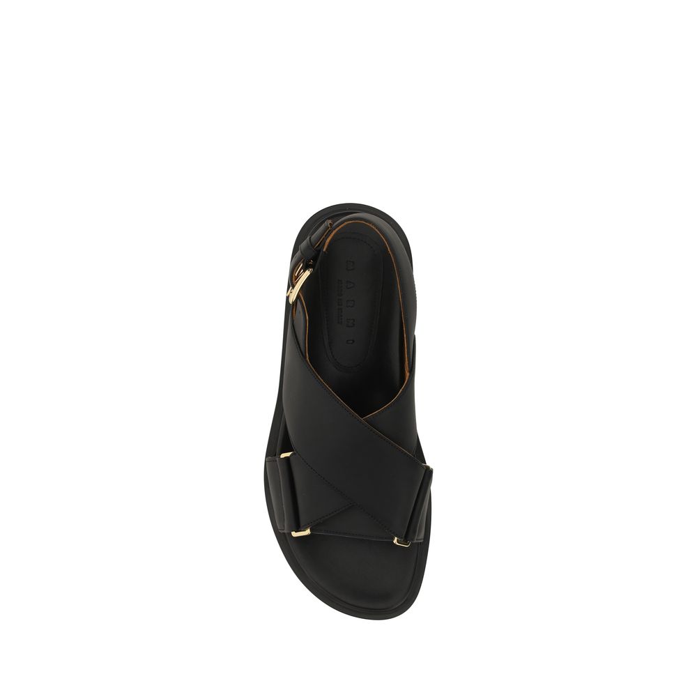 Marni Black Calf Leather Bos Taurus Sandals - Luxe Nova