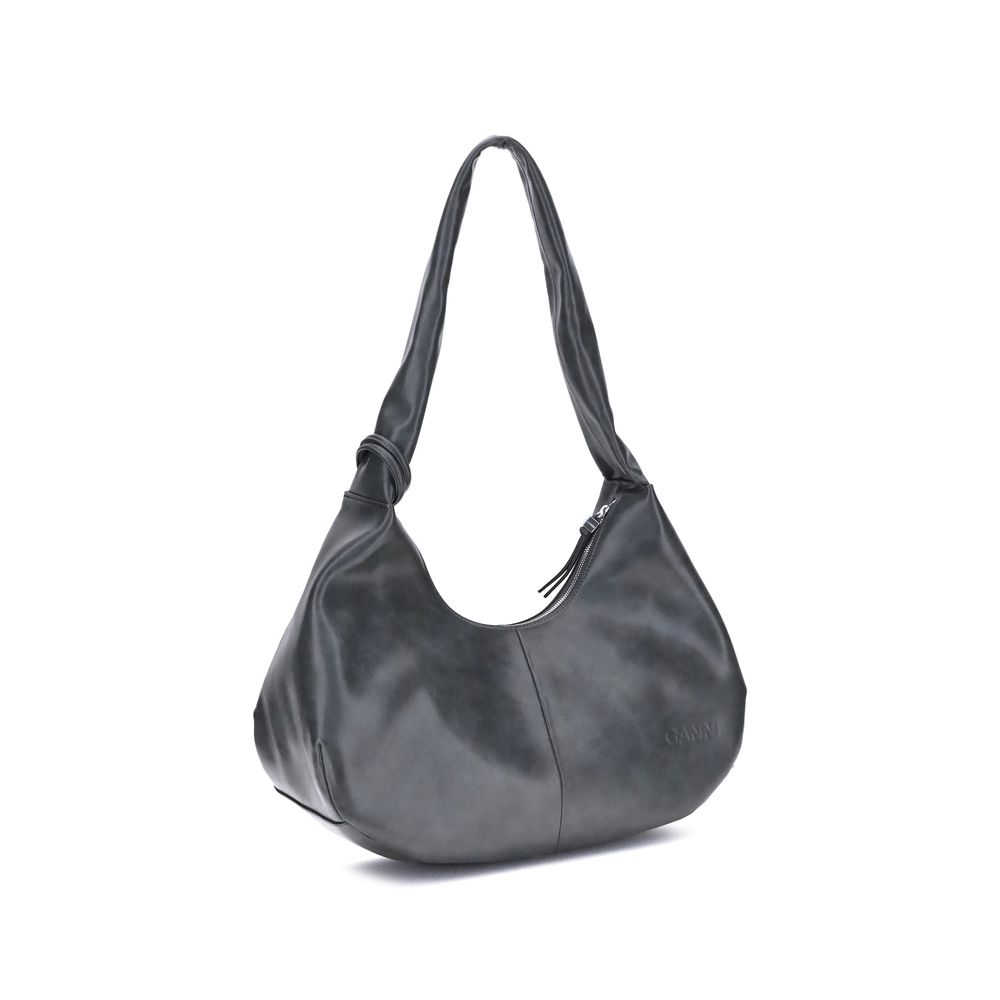Ganni Black Lyocell Shoulder Bag