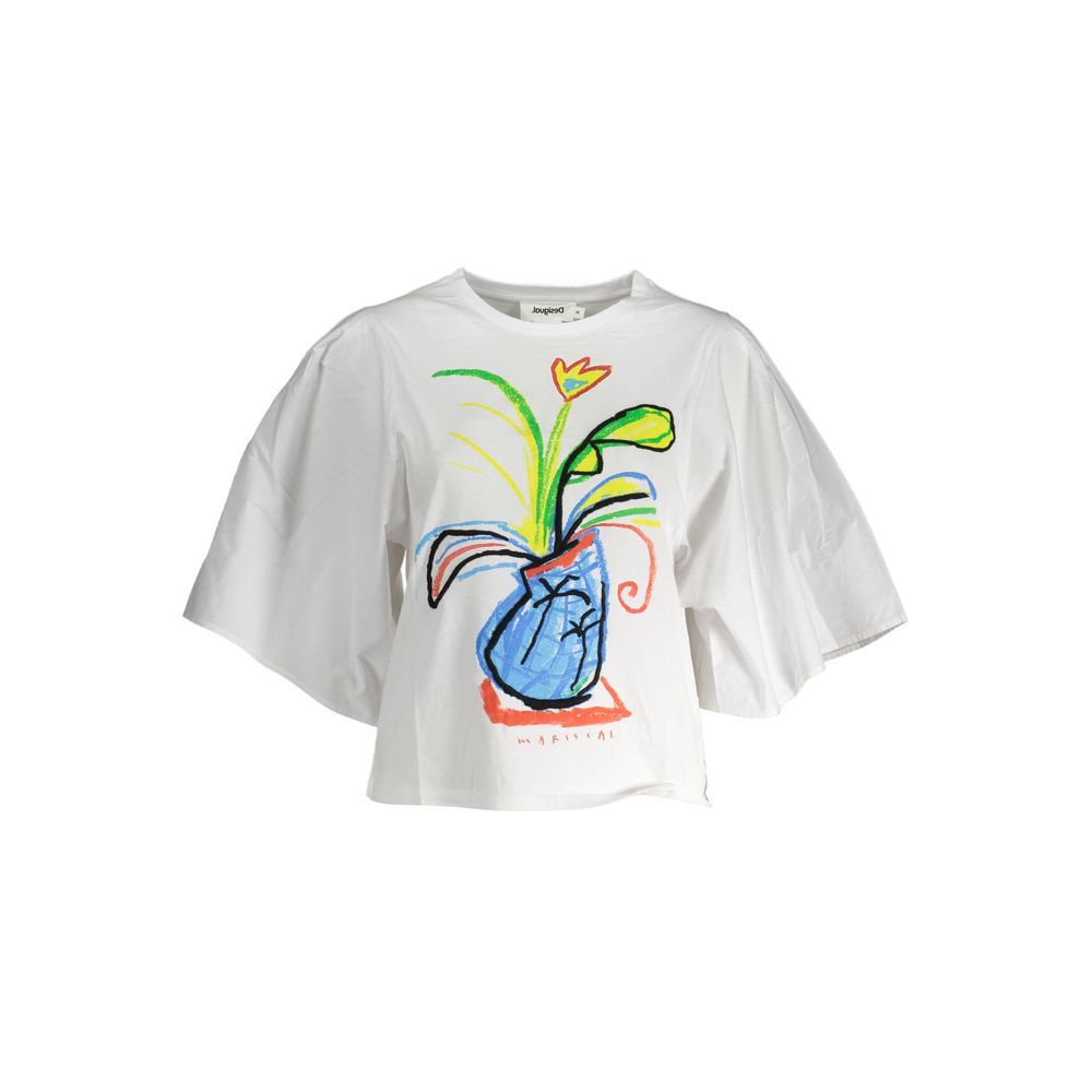 Desigual White Cotton Women Top - Luxe Nova