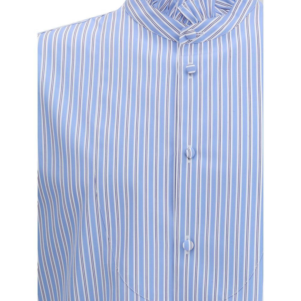 Valentino Blue Cotton Pattern Shirt