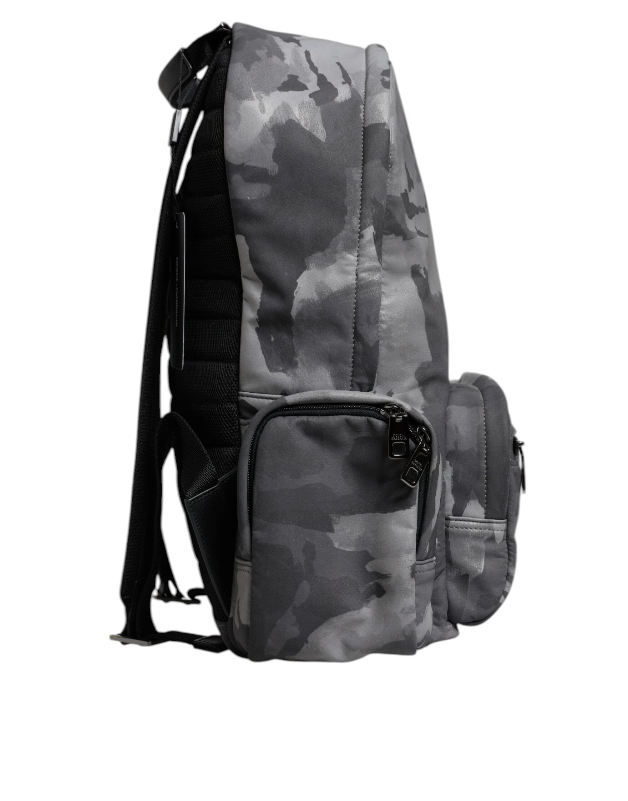 Dolce & Gabbana Gray Cotton Camouflage Logo Plaque Backpack Bag - Luxe Nova
