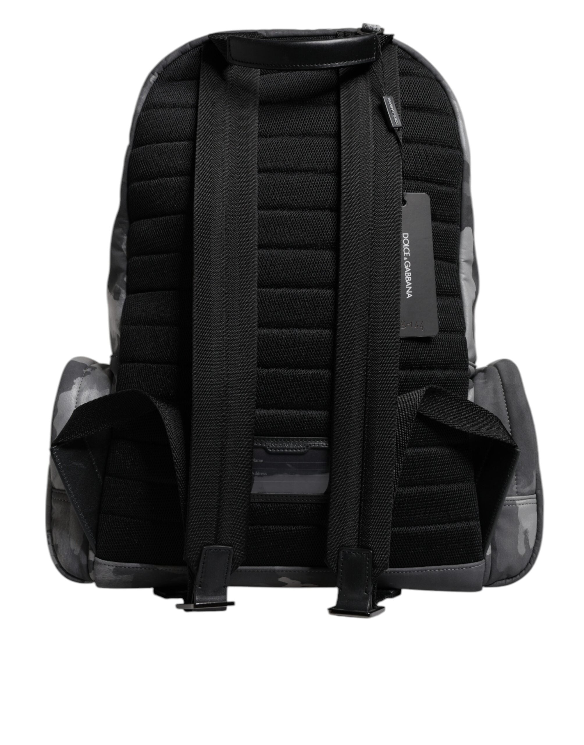 Dolce & Gabbana Gray Cotton Camouflage Logo Plaque Backpack Bag - Luxe Nova