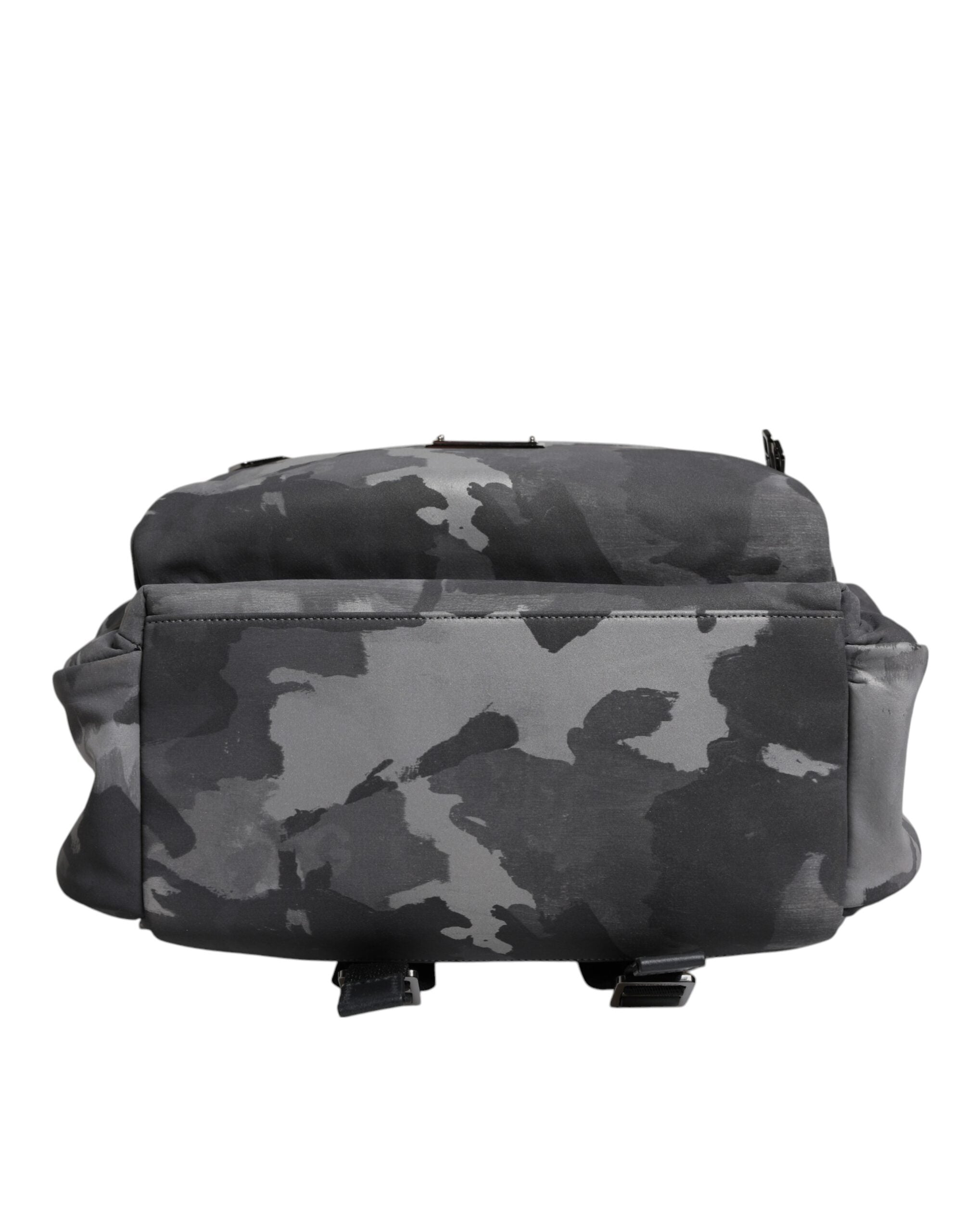 Dolce & Gabbana Gray Cotton Camouflage Logo Plaque Backpack Bag - Luxe Nova