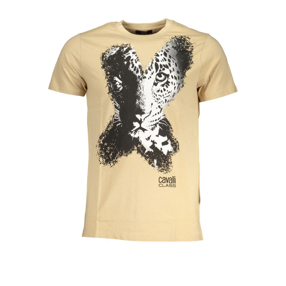 Cavalli Class Beige Cotton Men's T-Shirt - Luxe Nova