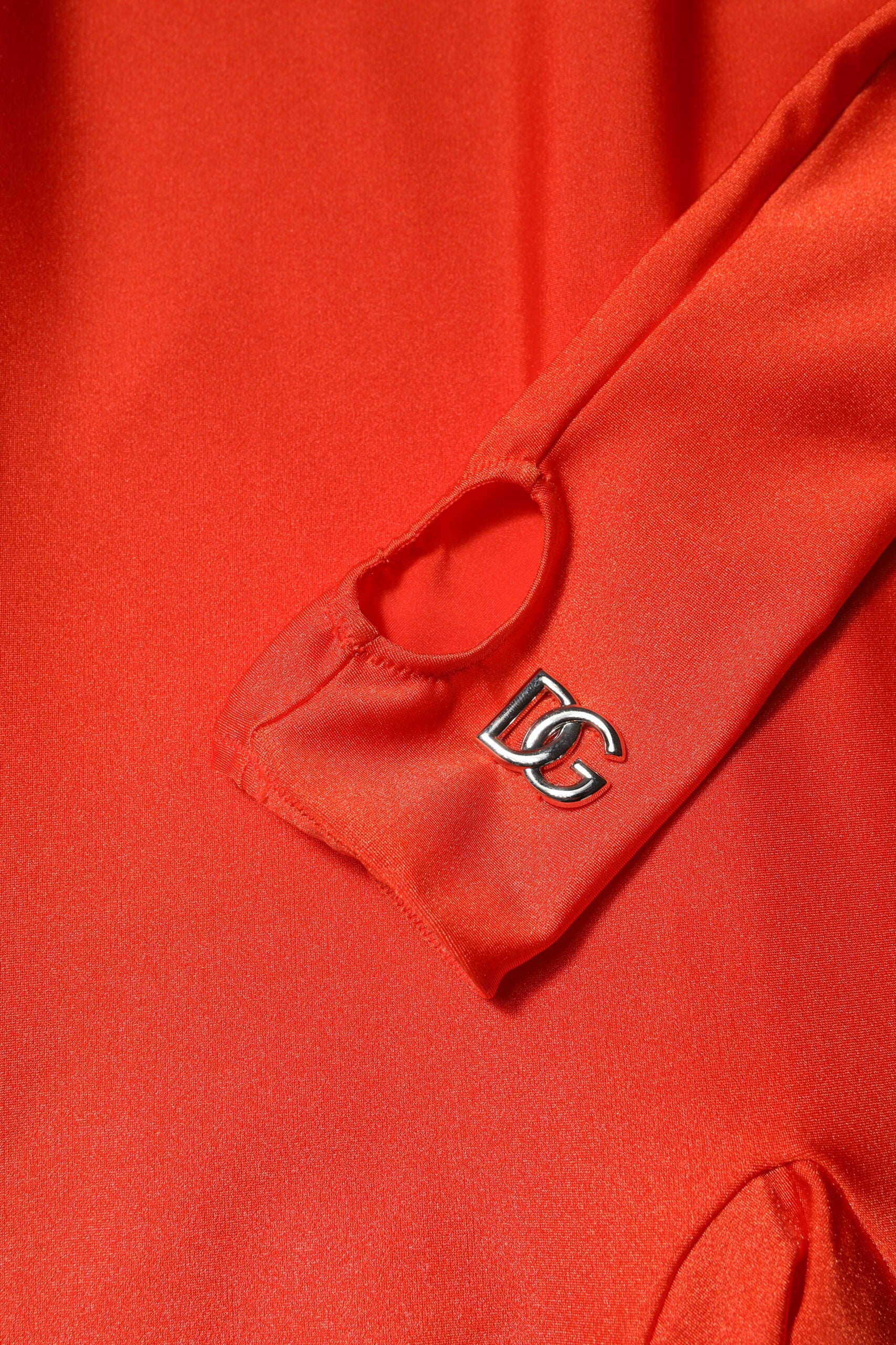 Dolce & Gabbana Red Nylon Turtleneck Bodycon Jumpsuit Dress