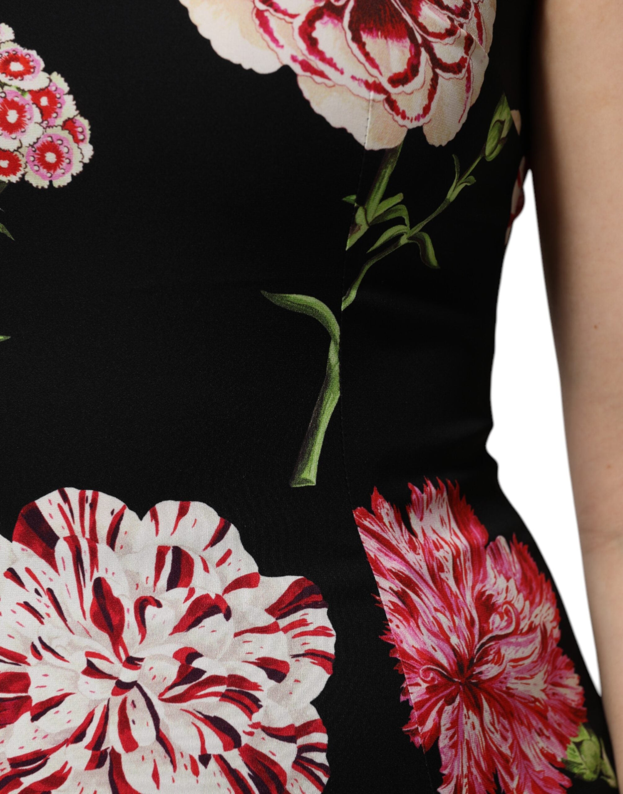 Dolce & Gabbana Black Floral Print Sleeveless Tank Blouse Top - Luxe Nova