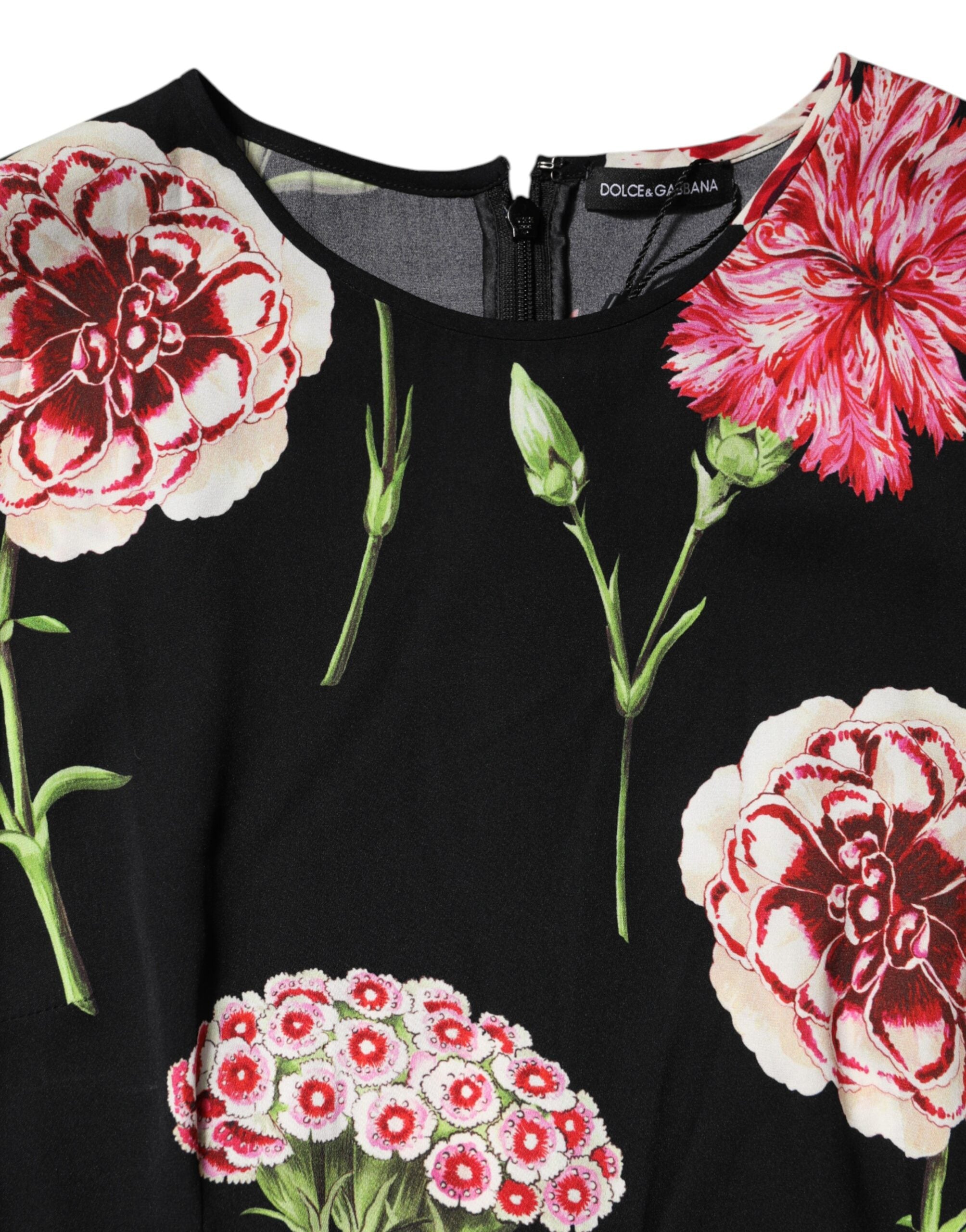 Dolce & Gabbana Black Floral Print Sleeveless Tank Blouse Top - Luxe Nova