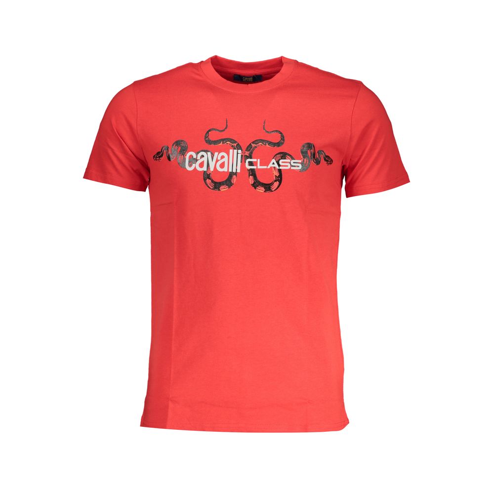 Cavalli Class Rosso Cotton Men T-Shirt - Luxe Nova