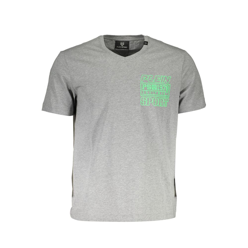 Plein Sport Grey Cotton Men T-Shirt - Luxe Nova